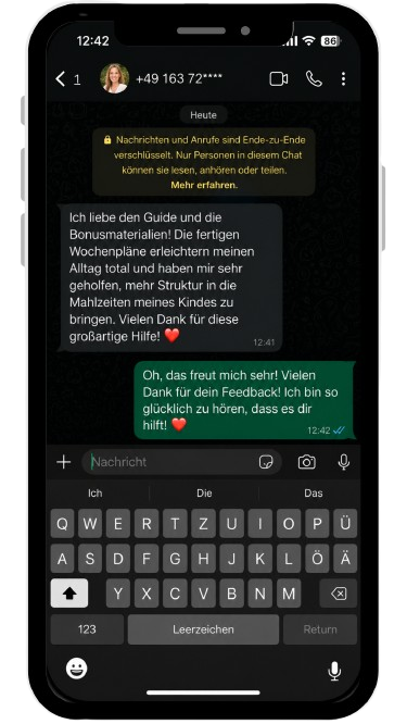 WhatsApp-Rückmeldung einer Mutter zum Leitfaden, 6 von 6