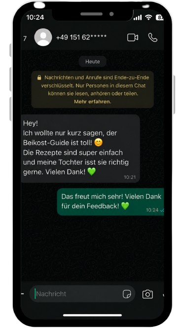 WhatsApp-Rückmeldung einer Mutter zum Leitfaden, 3 von 6