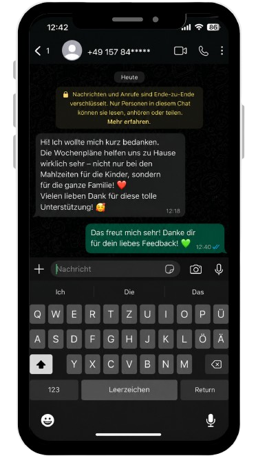 WhatsApp-Rückmeldung einer Mutter zum Leitfaden, 5 von 6